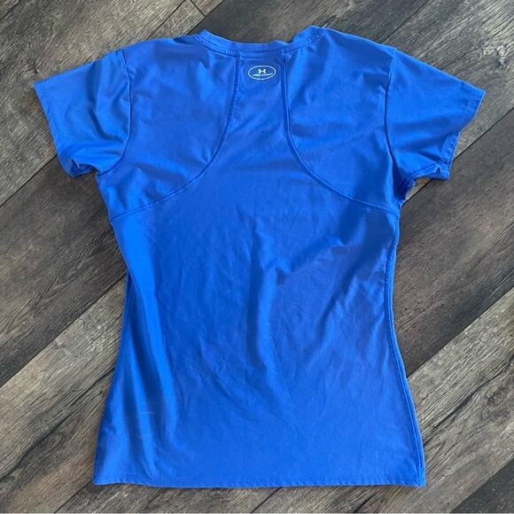 Under Armour Women’s Size Large Scoop Neck Tee Heat Gear Blue - Picture 2 of 5